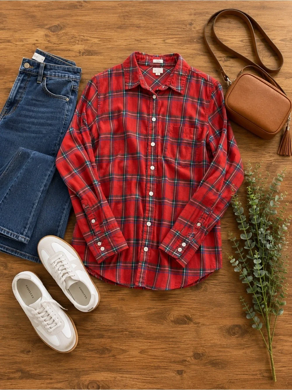 J.Crew Boy Fit Plaid Top red & Blue Sz Large (g15)
